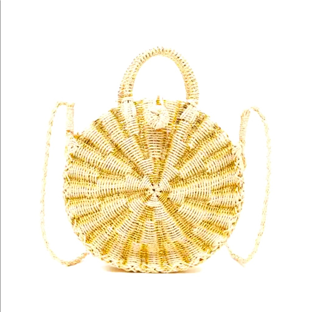 Straw Bag- Corby Round Papyrus Tote